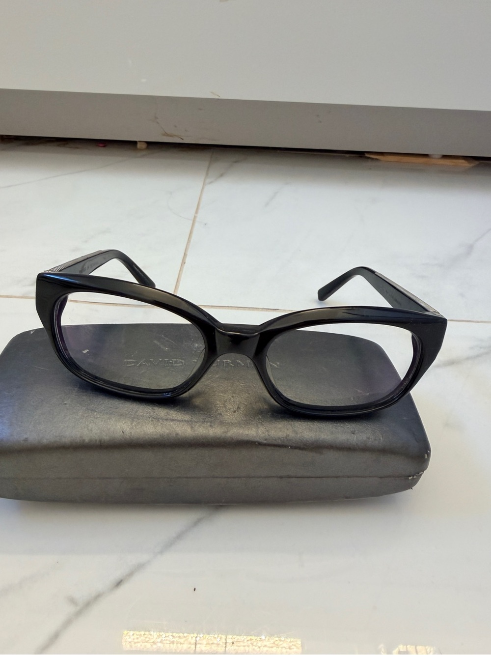 Authentic David Yurman Black & Sterling Silver cat Eye-Eyeglasses / Frames DY03